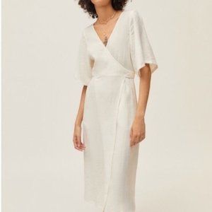 Urban Outfitters White Cotton Sheer Wrap Dress